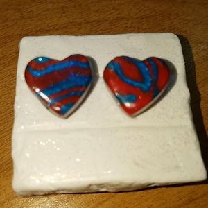 Polymer clay heart post earrings